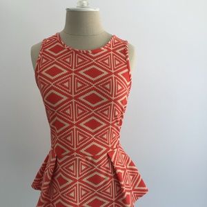 Orange Patterned Sleeveless Top